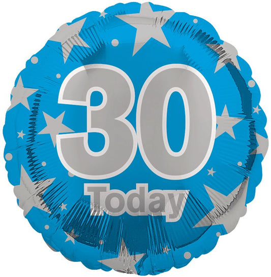30th Birthday Blue Foil Balloon