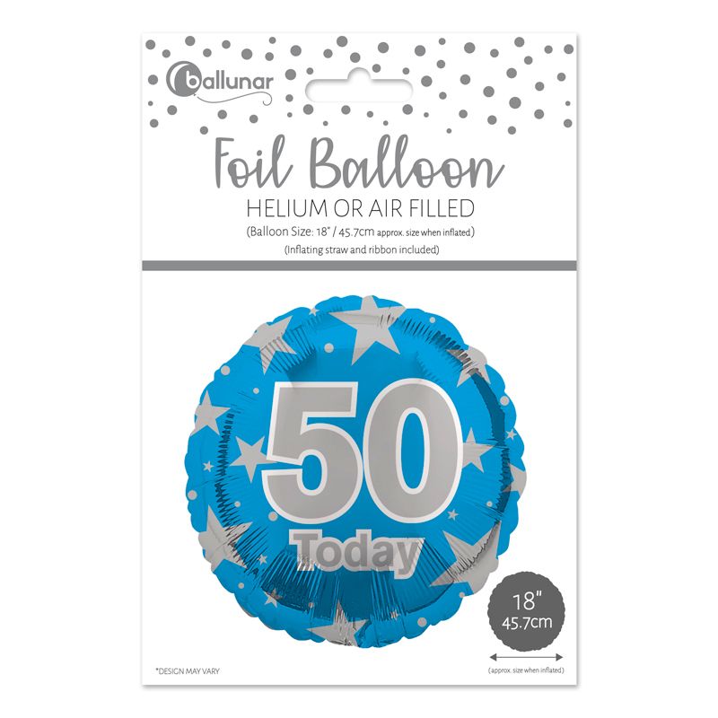 50th Birthday Blue Foil Balloon