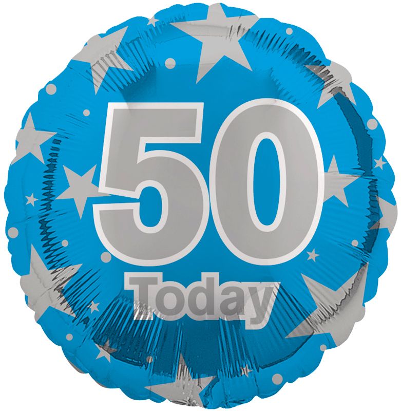 50th Birthday Blue Foil Balloon