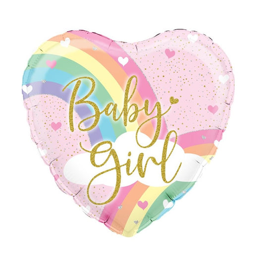 Rainbow Baby Girl Foil Heart Balloon