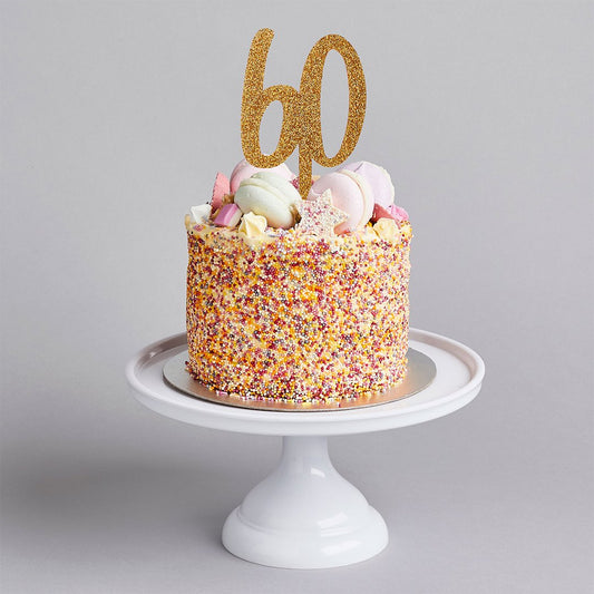 Gold Glitter "60" Cake Topper