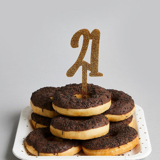 Gold Glitter "21" Cake Topper