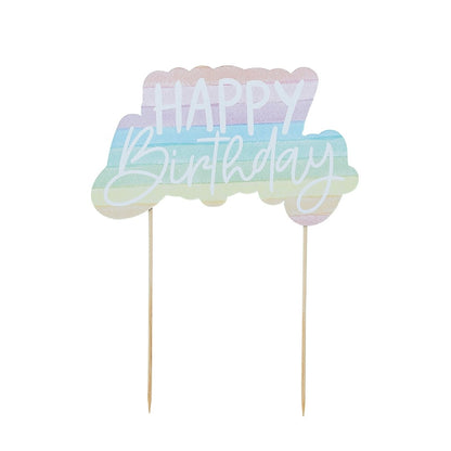 Pastel Happy Birthday Cake Topper