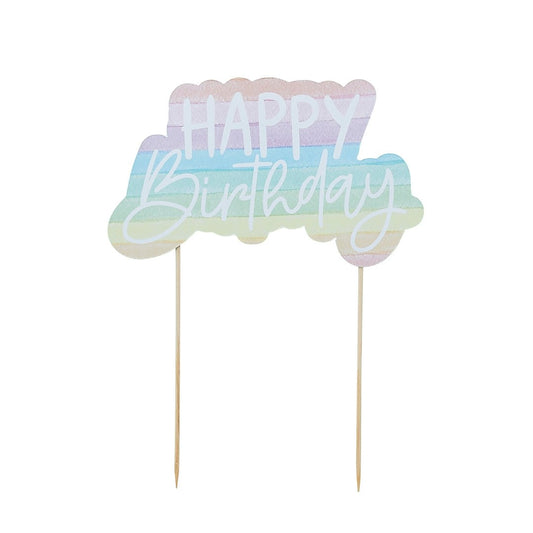 Pastel Happy Birthday Cake Topper