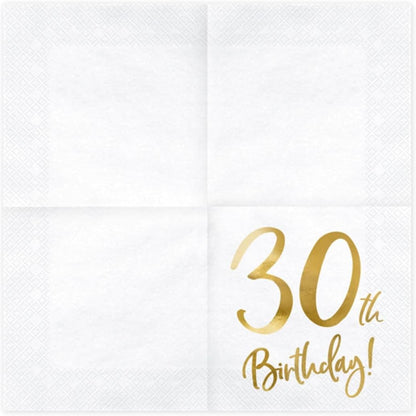 30th Birthday Gold Napkins