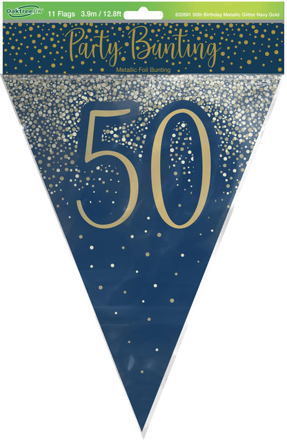 50th Birthday Blue & Gold Bunting