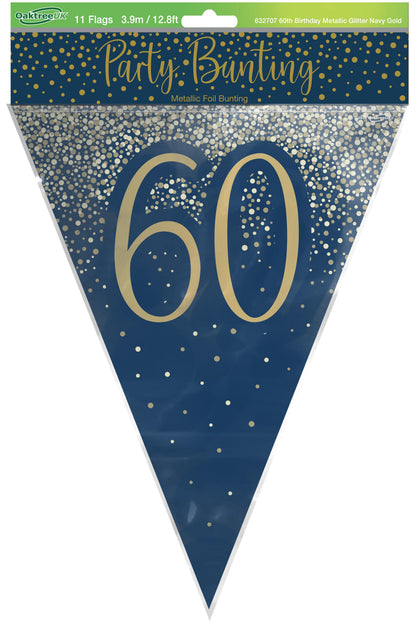60th Birthday Blue & Gold Bunting