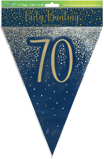 70th Birthday Blue & Gold Bunting