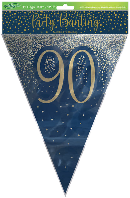 90th Birthday Blue & Gold Bunting