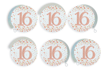 16th Birthday Rose Gold Hanging Swirls
