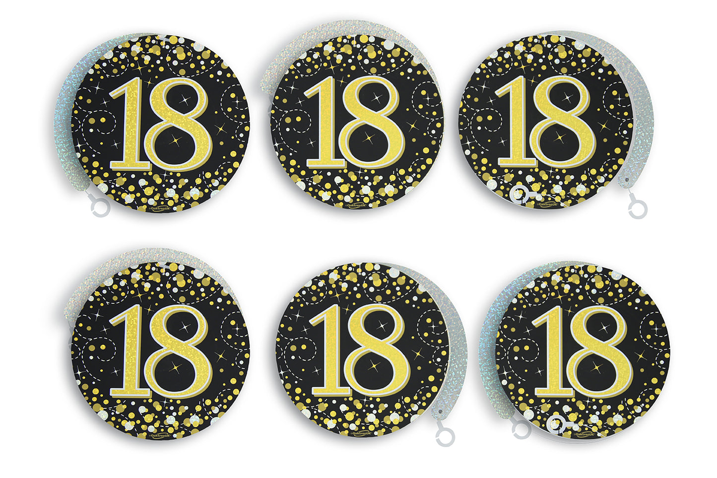 18th Birthday Black & Gold Hanging Swirls