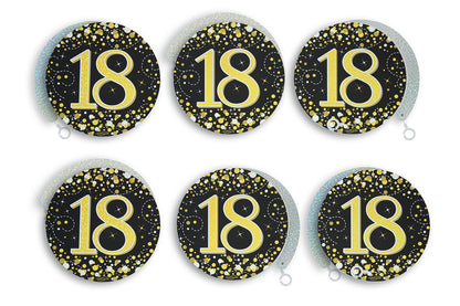 18th Birthday Black & Gold Hanging Swirls