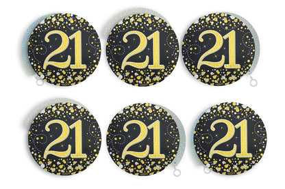 21st Birthday Black & Gold Hanging Swirls