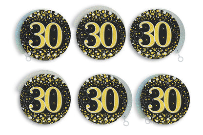 30th Birthday Black & Gold Hanging Swirls