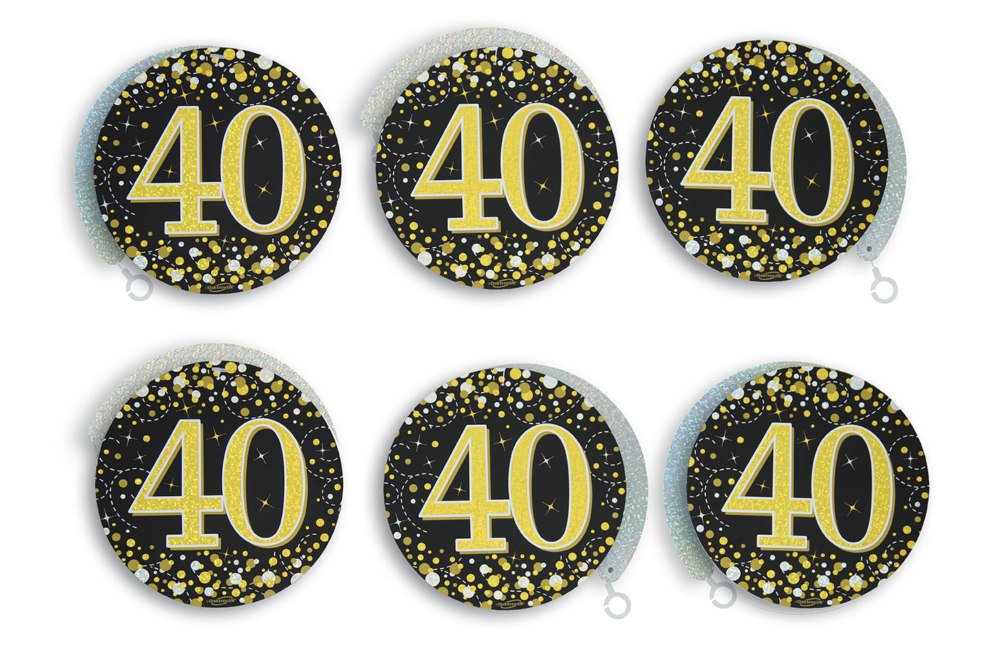 40th Birthday Black & Gold Hanging Swirls