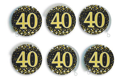 40th Birthday Black & Gold Hanging Swirls