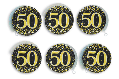 50th Birthday Black & Gold Hanging Swirls