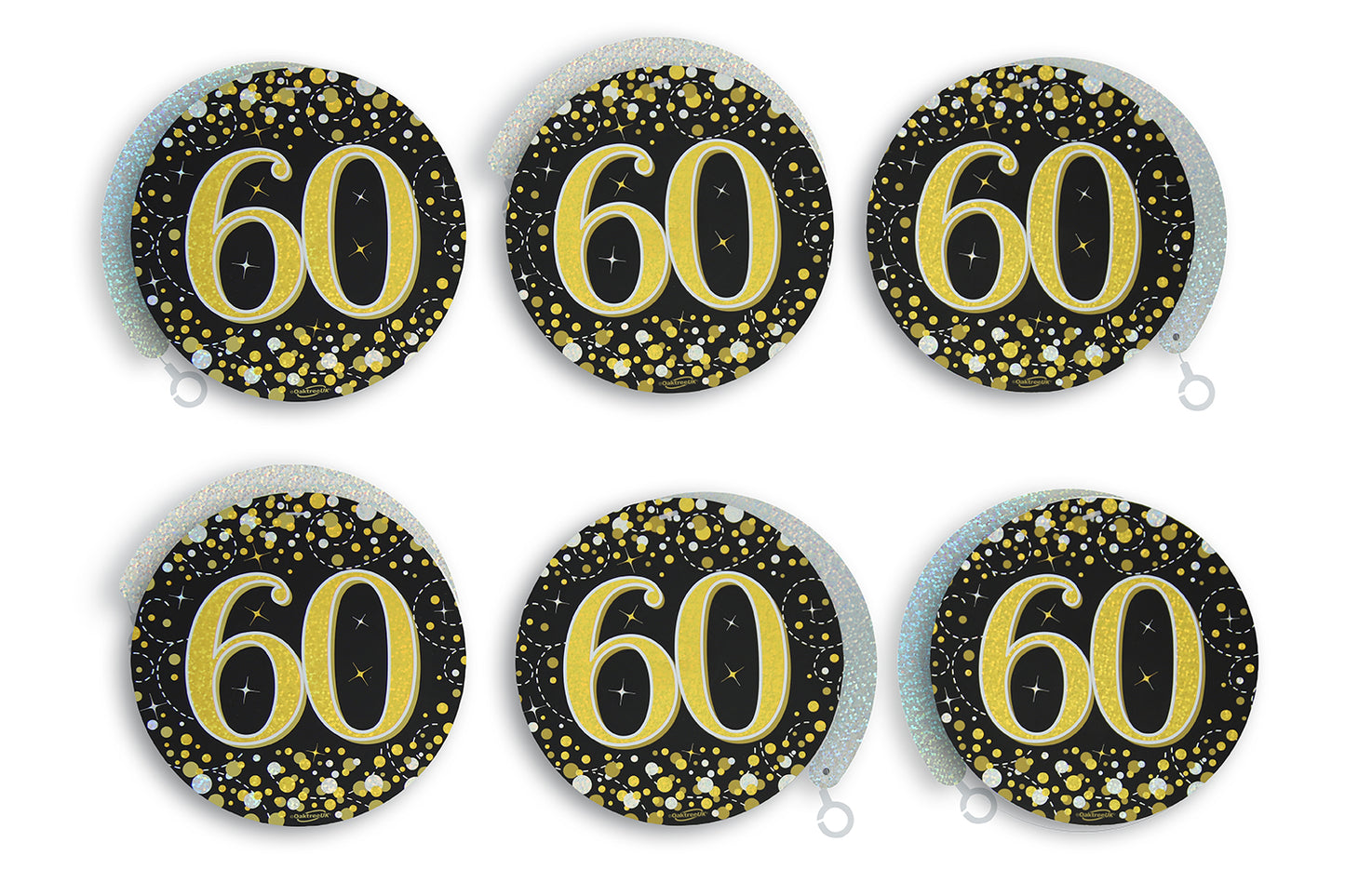 60th Birthday Black & Gold Hanging Swirls