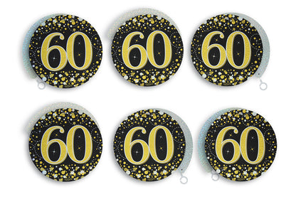 60th Birthday Black & Gold Hanging Swirls