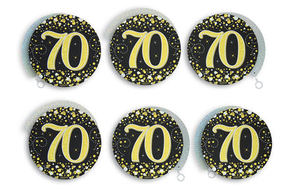 70th Birthday Black & Gold Hanging Swirls