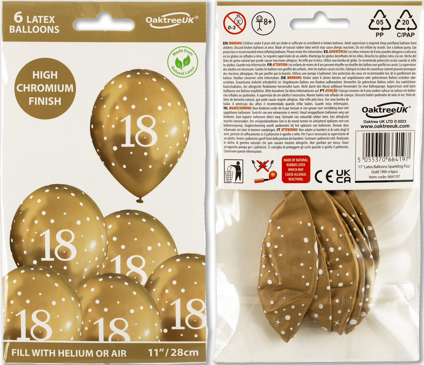 18th Birthday Metallic Gold Balloons
