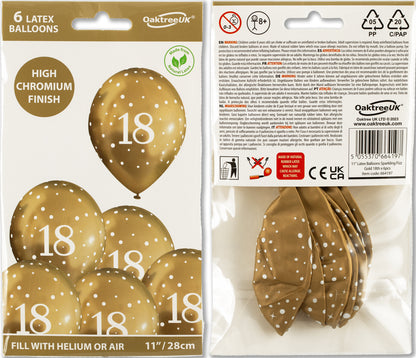 18th Birthday Metallic Gold Balloons