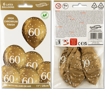 60th Birthday Metallic Gold Balloons