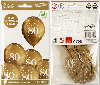 80th Birthday Metallic Gold Balloons
