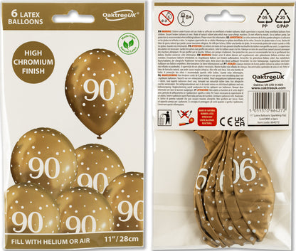90th Birthday Metallic Gold Balloons