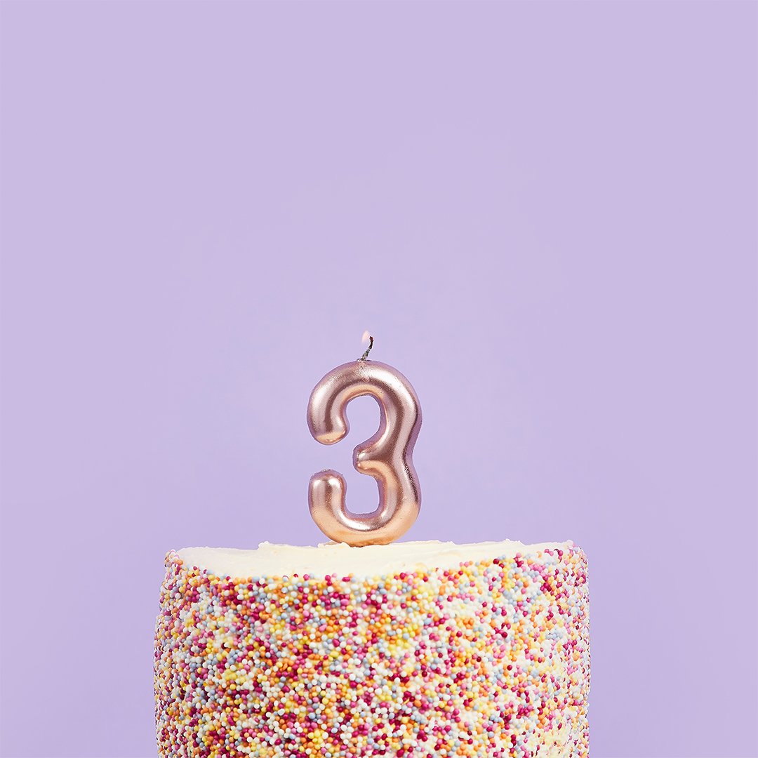 Metallic Rose Gold Numbers 0-9 Candles
