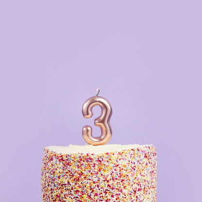 Metallic Rose Gold Numbers 0-9 Candles