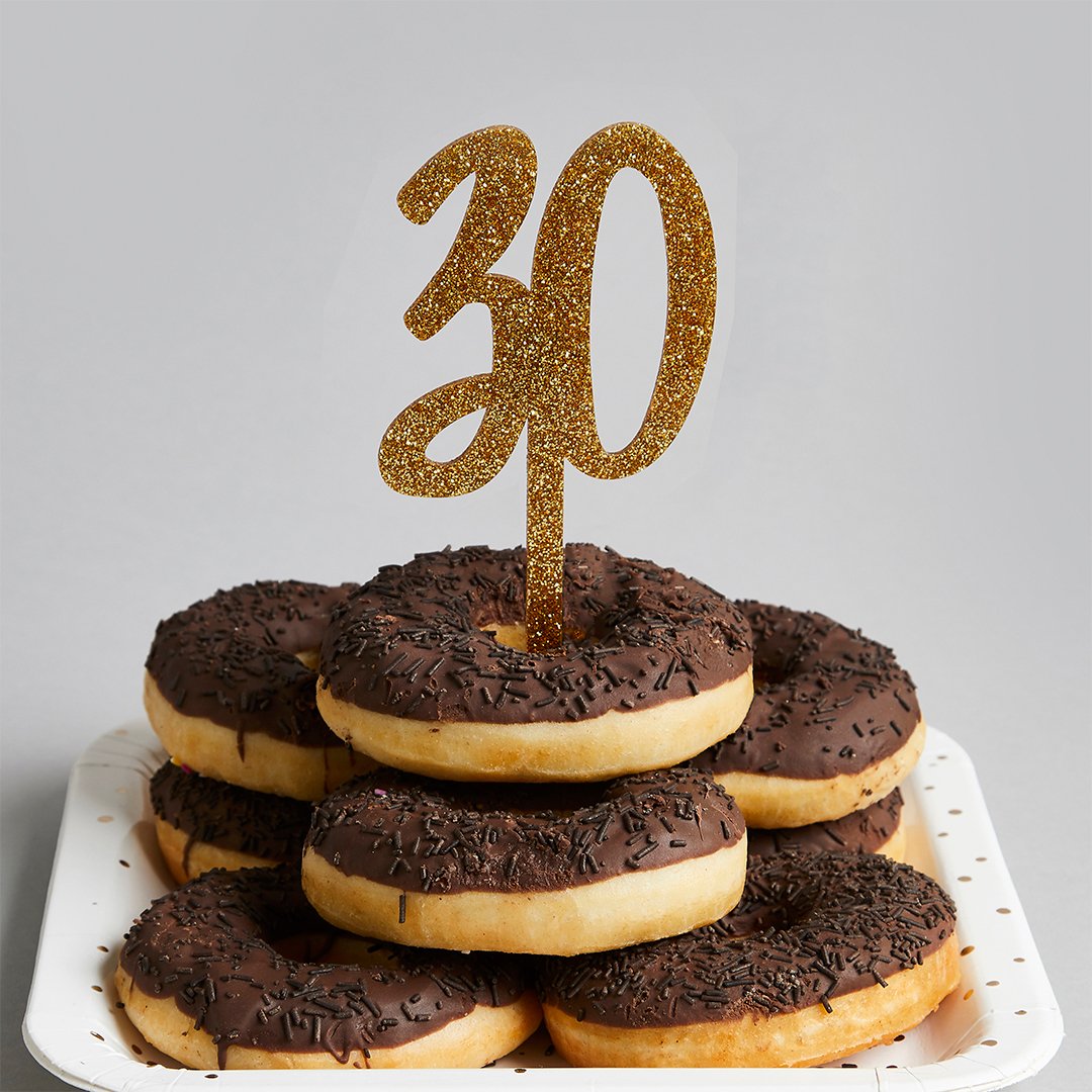 Gold Glitter "30" Cake Topper