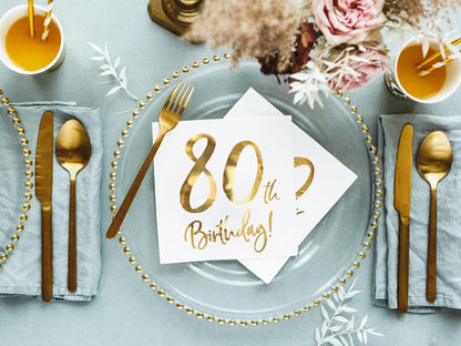 80th Birthday Gold Napkins