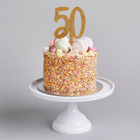Gold Glitter "50" Cake Topper