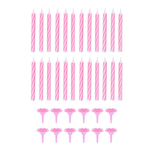 24 Pink & White Spiral Candles