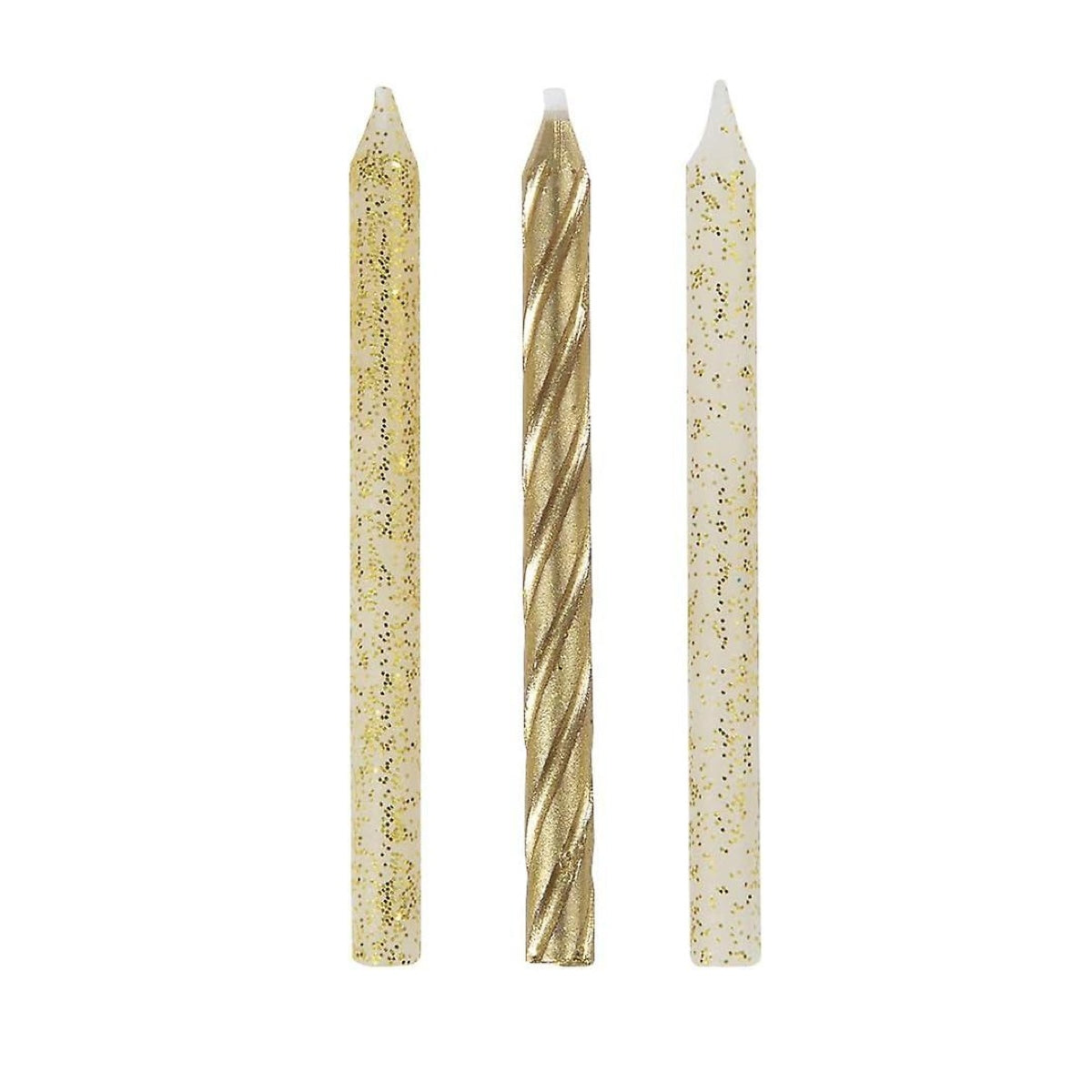 24 Glitter & Gold Spiral Candles