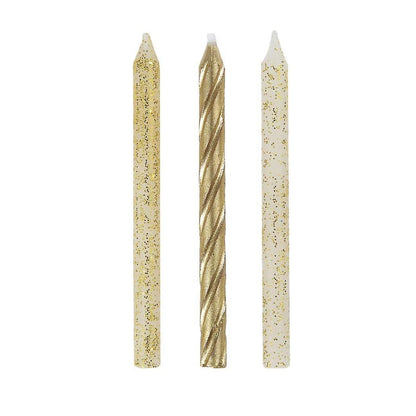 24 Glitter & Gold Spiral Candles