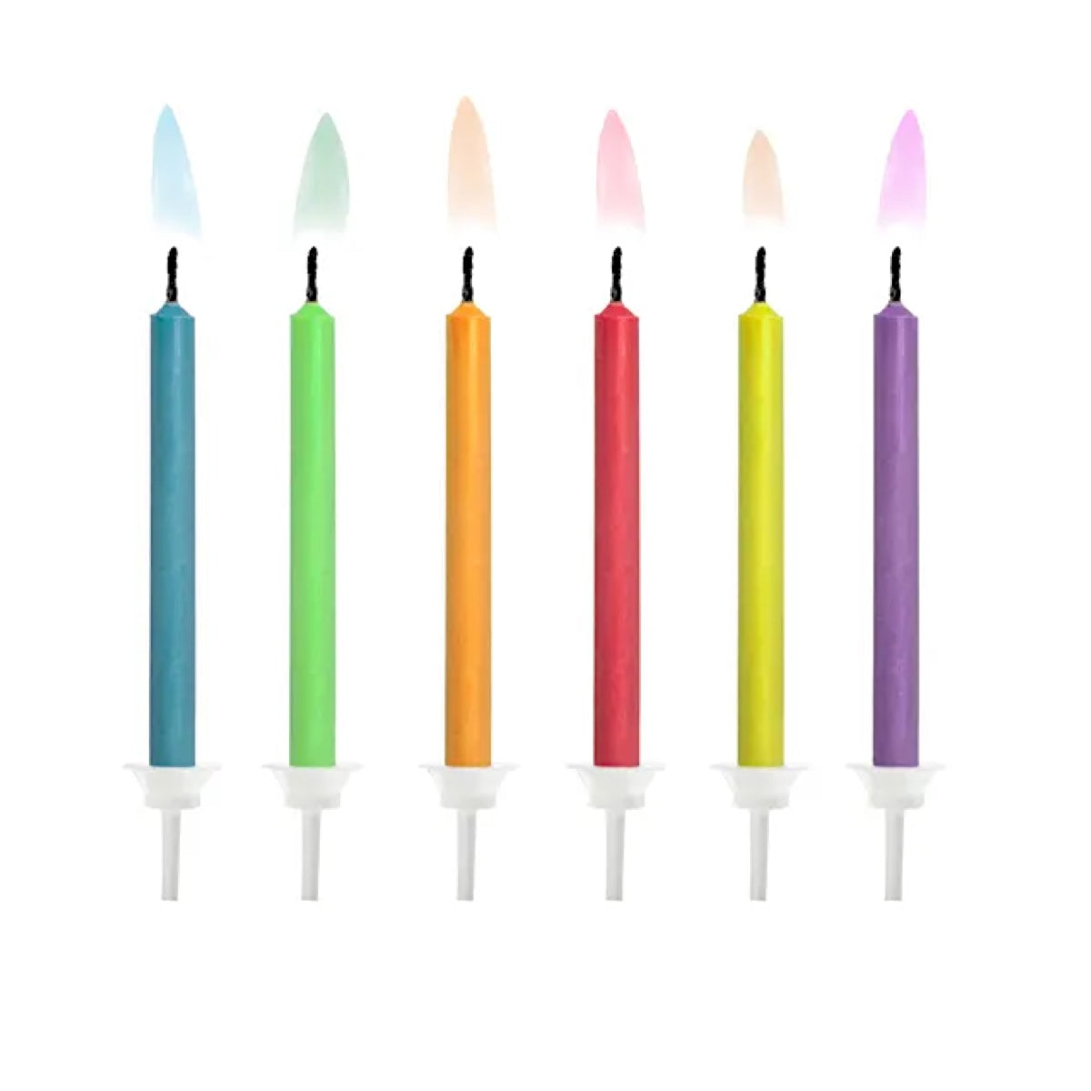 6 Coloured Flames Candles