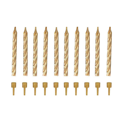 10 Gold Spiral Candles