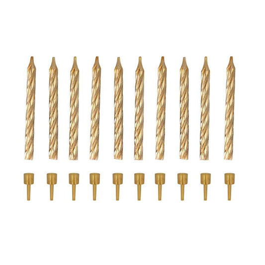 10 Gold Spiral Candles