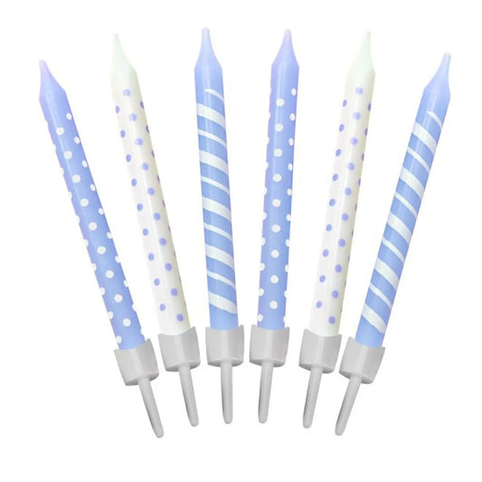 12 Blue & White Candles