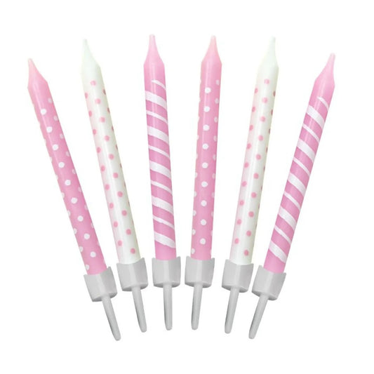 12 Pink & White Candles