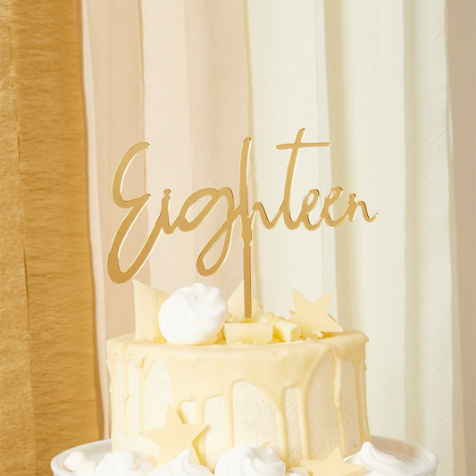 Gold Eighteen Acrylic Cake Topper