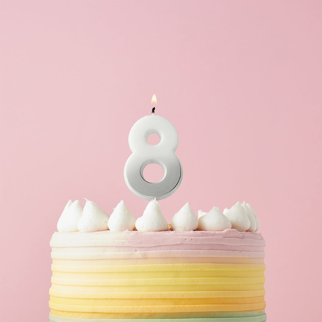 Silver Ombre Numbers 0-9 Candles