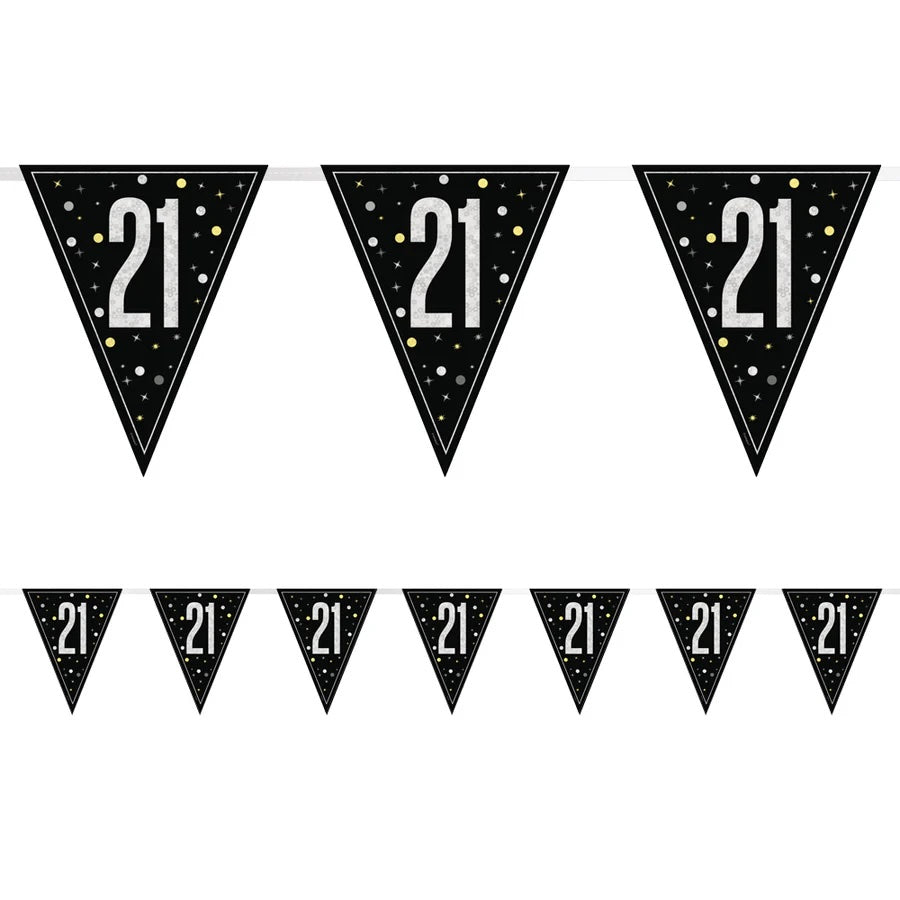 21st Birthday Black Bunting