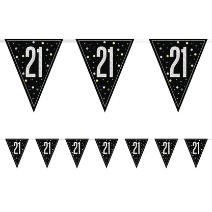 21st Birthday Black Bunting