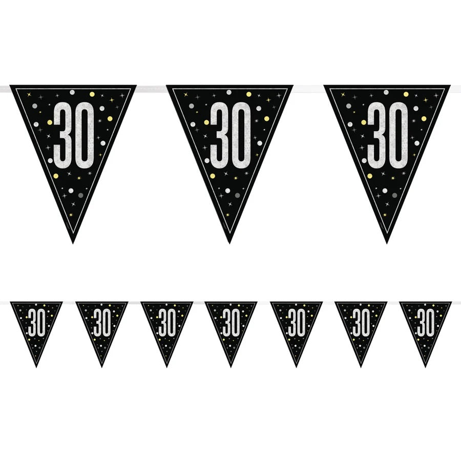 30th Birthday Black Bunting