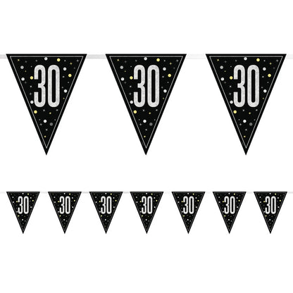 30th Birthday Black Bunting