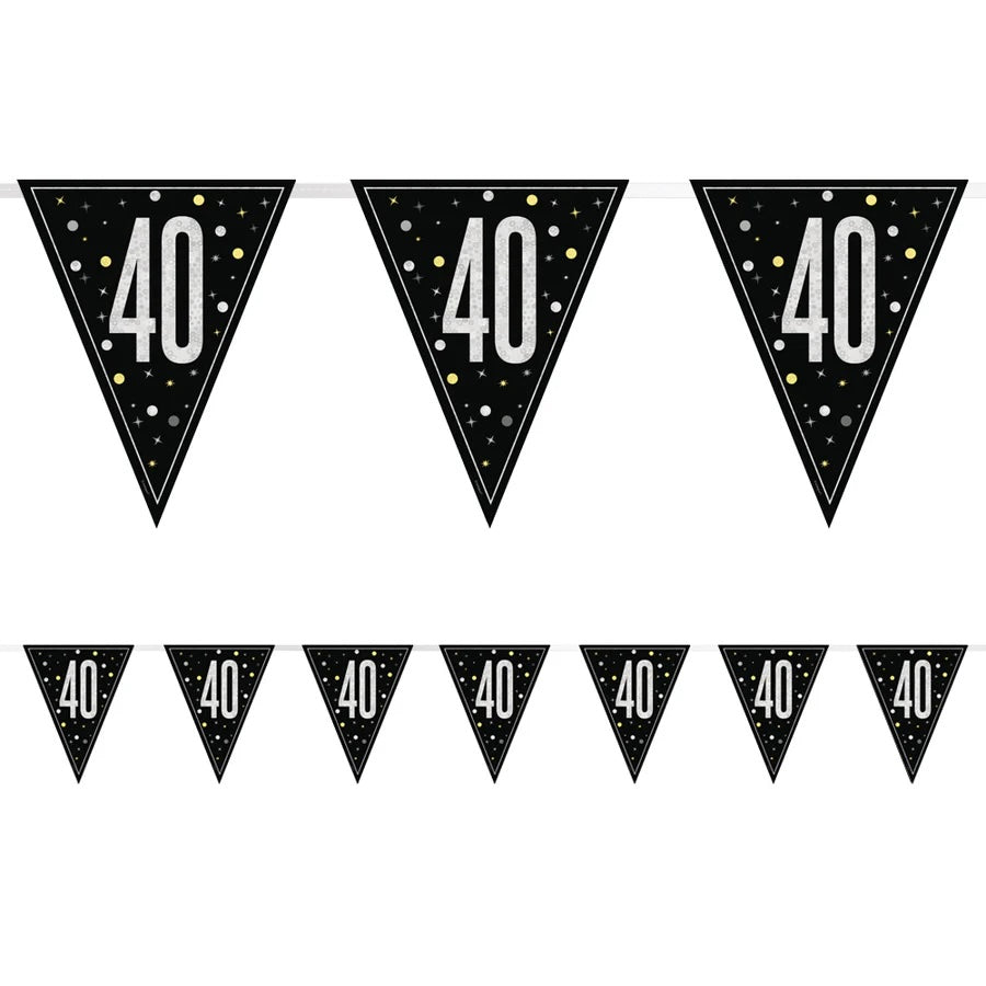 40th Birthday Black Bunting