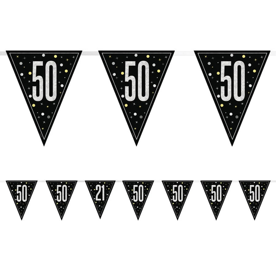 50th Birthday Black Bunting